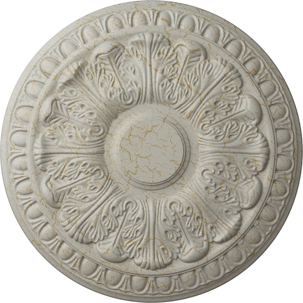 Ekena Millwork Colton Ceiling Medallion (Fits Canopies up to 4 3/4"), 15 3/4"OD x 1 1/2"P, Pot of Cream Crackle CM15CNPCC - main